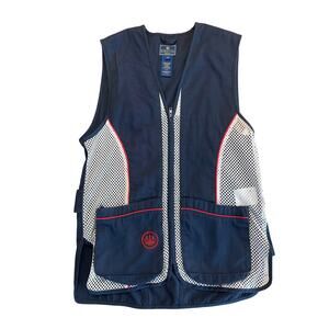 Beretta Full Zip Mesh Shooting Vest Men Medium Navy With Red Trim